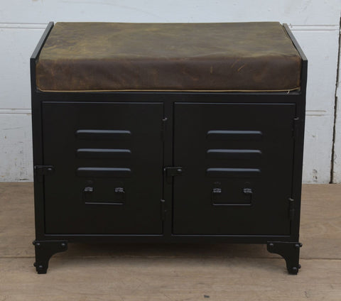 Metallbänk med skinnsits - Black - variant mindre - My Home My Way