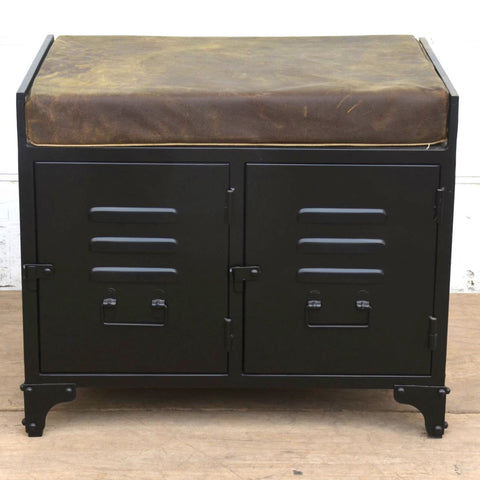 Metallbänk med skinnsits - Black - variant mindre - My Home My Way