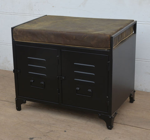 Metallbänk med skinnsits - Black - variant mindre - My Home My Way