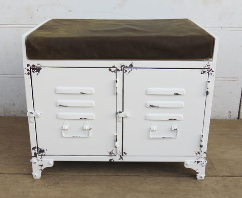 Metallbänk med skinnsits - White - variant mindre - My Home My Way