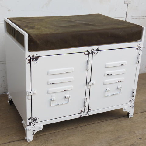 Metallbänk med skinnsits - White - variant mindre - My Home My Way