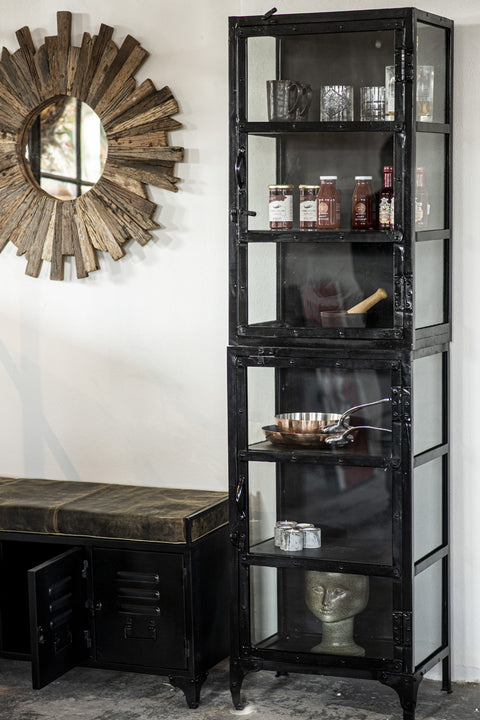 Metallbänk med skinnsits - Svart - My Home My Way