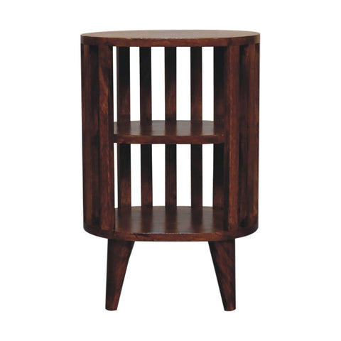 Sångbord Ariella  – japanskinspirerad design med öppna hyllor - kastanj