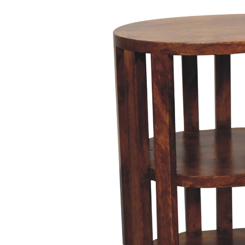 Sångbord Ariella  – japanskinspirerad design med öppna hyllor - kastanj