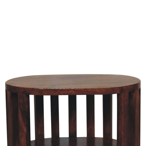 Sångbord Ariella  – japanskinspirerad design med öppna hyllor - kastanj
