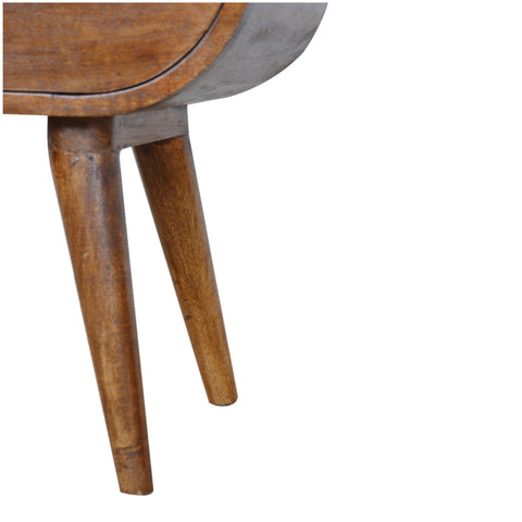 Rundat sängbord i mörkt trä - Kastanj - My Home My Way    