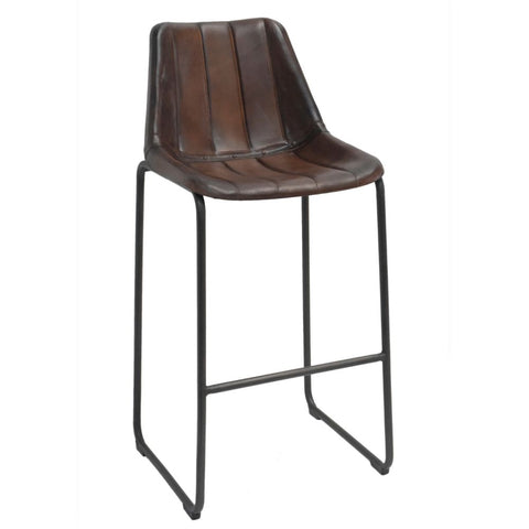 Bekväm barstol av läder med metallstomme